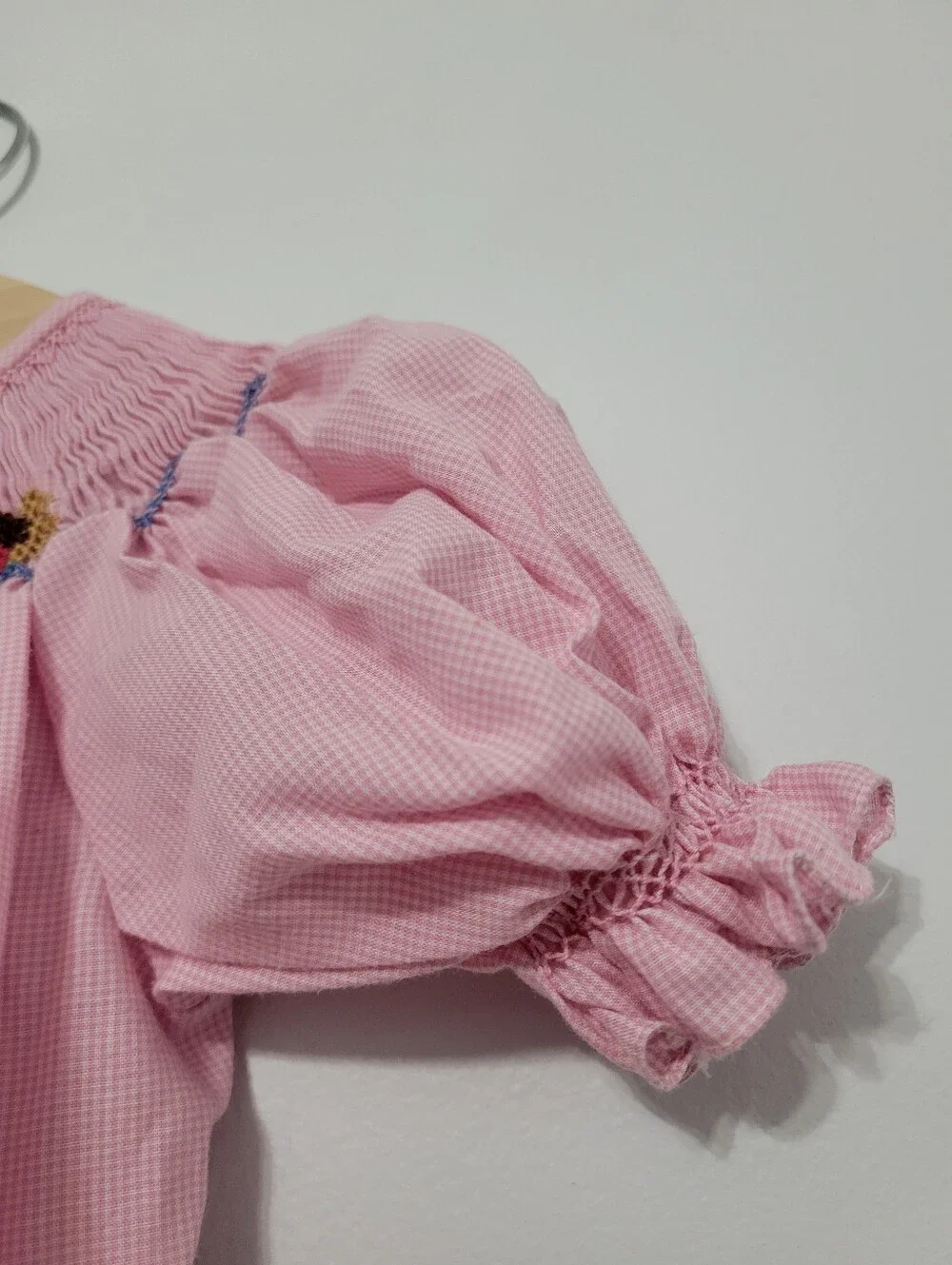 Toddler Girls Smocked Duck Pink Gingham Dress Estimated Size 2T